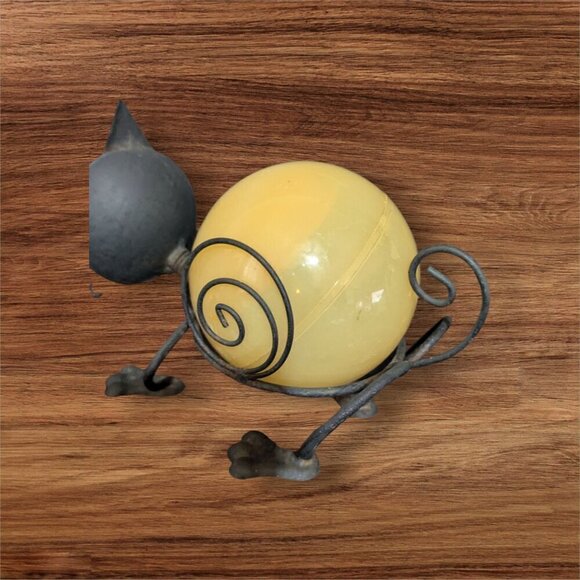 Metal  Glass Cat Figurine With Green Eyes cat lovers Halloween  bobbing head - Picture 3 of 8